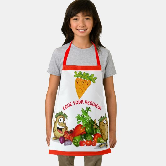 Aangepaste Cartoon Veggies Kinderen Apron Schort (Insitu)