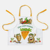 Aangepaste Cartoon Veggies Kinderen Apron Schort (Voorkant)