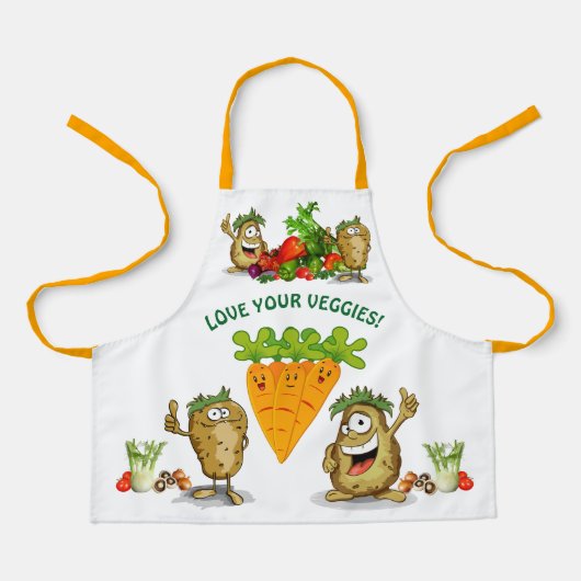 Aangepaste Cartoon Veggies Kinderen Apron Schort (Voorkant)