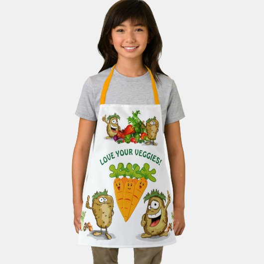 Aangepaste Cartoon Veggies Kinderen Apron Schort (Insitu)