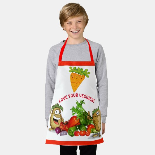 Aangepaste Cartoon Veggies Kinderen Apron Schort (Gedragen)