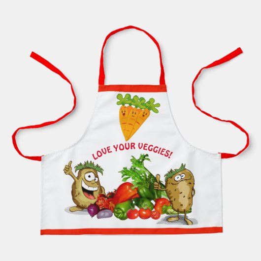 Aangepaste Cartoon Veggies Kinderen Apron Schort (Voorkant)