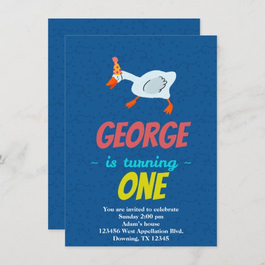 Aangepaste Cartoon voor kinderen met gans Kaart (Voorkant / Achterkant)