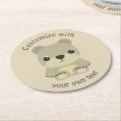 Aangepaste Cartoon voor tekstgeluid Teddy Bear Ronde Kartonnen Onderzetter (Gebogen)
