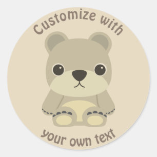 Aangepaste Cartoon voor tekstgeluid Teddy Bear Ronde Sticker