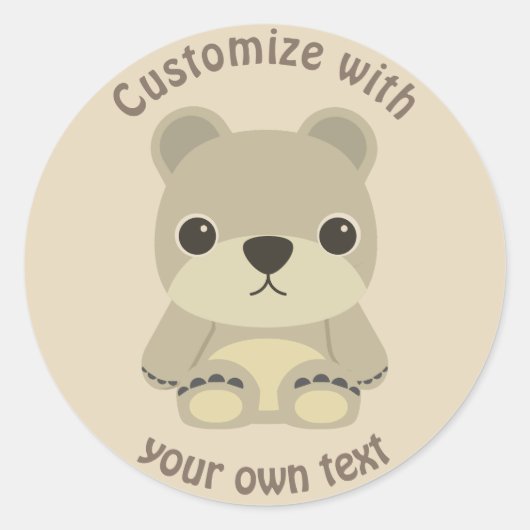 Aangepaste Cartoon voor tekstgeluid Teddy Bear Ronde Sticker (Voorkant)