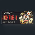 Aangepaste Casino Feest Banner, Vegas Feest Foto Spandoek<br><div class="desc">Breng de sensatie van Vegas naar je feest met deze aangepaste casino feest banner! Personaliseer met je foto, naam en evenementdetails om een opvallende decoratie te maken die perfect is voor verjaardagen, vrijgezellenfeesten of casino-avond evenementen. Ontworpen om op te vallen, maakt deze banner een geweldige achtergrond voor foto's, dessert tafels...</div>