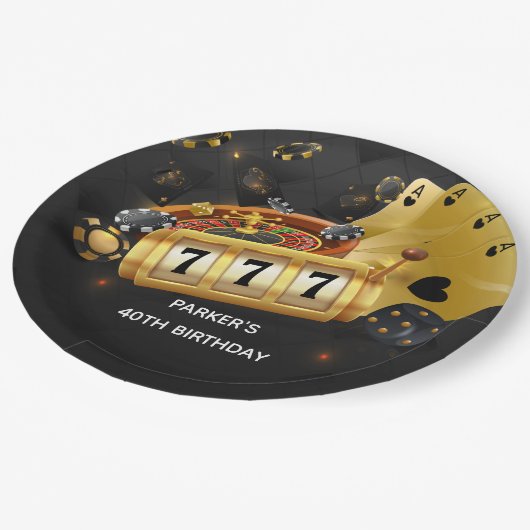 Aangepaste Casino Night Party Zwart Goud Papieren Bordje (Gekanteld)