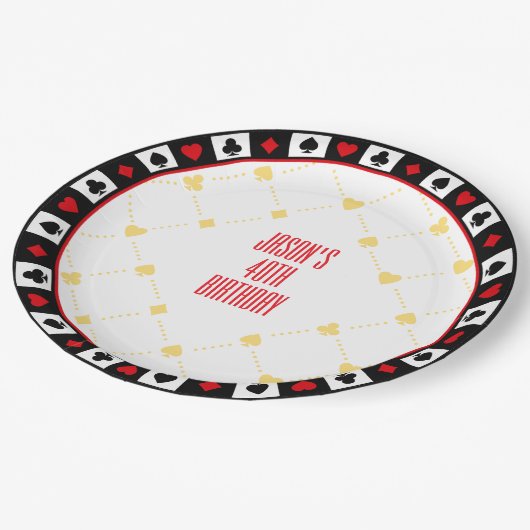 Aangepaste Casino Party Decor, Poker Speelkaarten Papieren Bordje (Gekanteld)