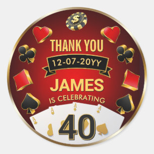 Aangepaste Casino Verjaardagsfeestje Vegas Poker B Ronde Sticker