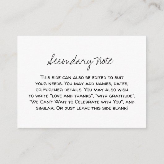 Aangepaste, Casual DIY Black & White Weddenschap Informatiekaartje (Achterkant)