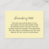 Aangepaste, Casual DIY veelzijdige lichte gele bru Informatiekaartje (Achterkant)