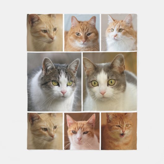 Aangepaste Cat 8-foto gepersonaliseerd Fleece Deken (Voorkant)