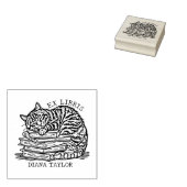 Aangepaste  Cat Bookplate Rubberstempel (Gestempeld)