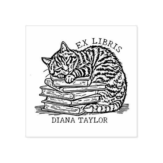 Aangepaste Cat Bookplate Rubberstempel (Afrduk)