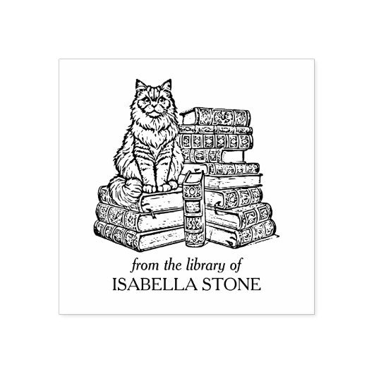 Aangepaste  Cat Bookplate Rubberstempel (Afrduk)