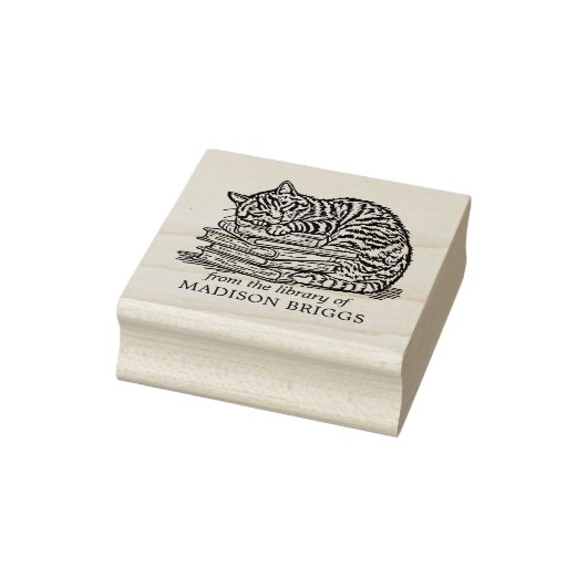 Aangepaste  Cat Bookplate Rubberstempel (Stempel)