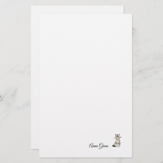 Aangepaste Cat breinaald Eenvoudig briefpapier (Voorkant / Achterkant)