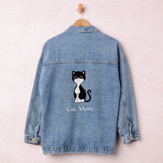 Aangepaste Cat en bewerkbare tekst Denim Jacket (Hangar)