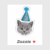 Aangepaste Cat Face Foto met Age Party Pet Verjaar Sticker (Vel)
