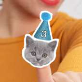 Aangepaste Cat Face Foto met Age Party Pet Verjaar Sticker