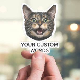 Aangepaste Cat Face met gepersonaliseerde foto & t Sticker
