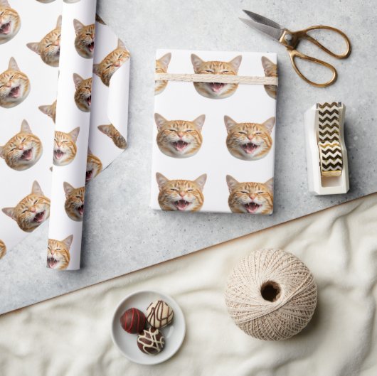 Aangepaste Cat Foto Gepersonaliseerde Gift Wrap Cadeaupapier (Crafts)