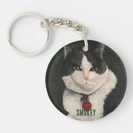 Aangepaste Cat foto Gepersonaliseerde naam Sleutelhanger (Voorkant)