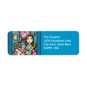 Aangepaste Cat & Lady Art retour adreslabels Etiket (Voorkant)