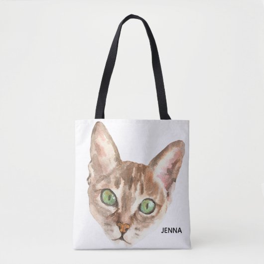 Aangepaste Cat Mama Fototas, Gepersonaliseerde Kat Tote Bag (Voorkant)