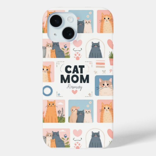 Aangepaste "Cat Mom" iPhone Case (Achterkant)
