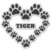 Aangepaste Cat Paw Print Hart Vinyl Cut Decal Sticker (Voorkant)