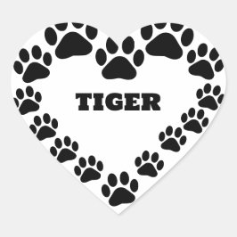 Aangepaste Cat Paw Print Hartvormige Sticker