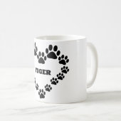 Aangepaste Cat Paw Print Heart Coffee Mok (Voorkant rechts)