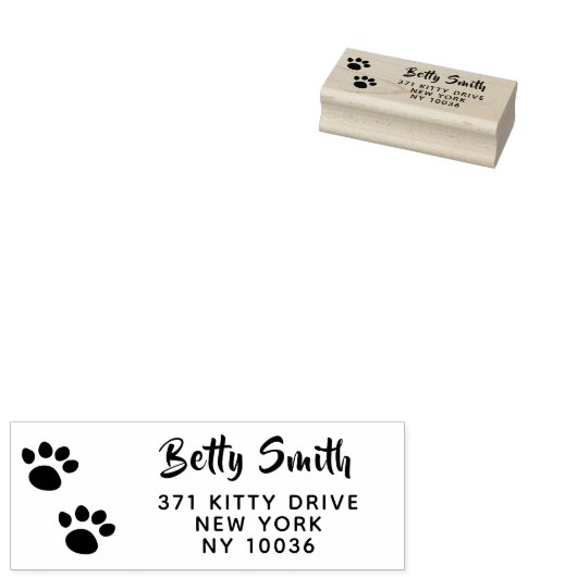 Aangepaste Cat Paw Print Retouradres Rubberstempel (Gestempeld)