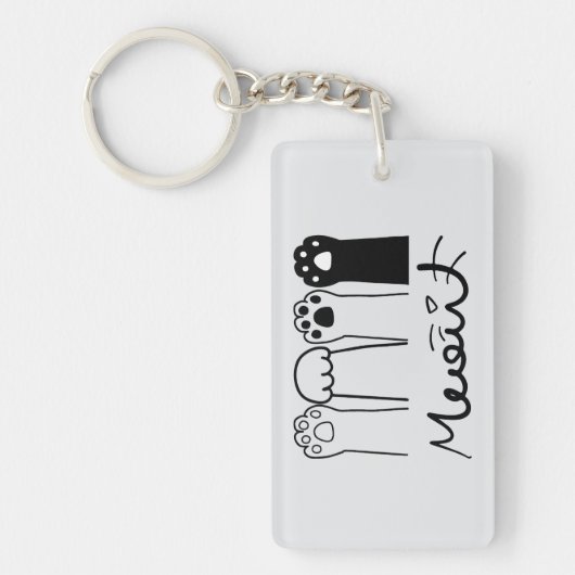 Aangepaste Cat Paws Sleutelhanger met naam (Voorkant)