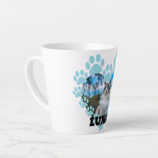 Aangepaste Cat Photo Latte Mok met naam (Linkerhoek)