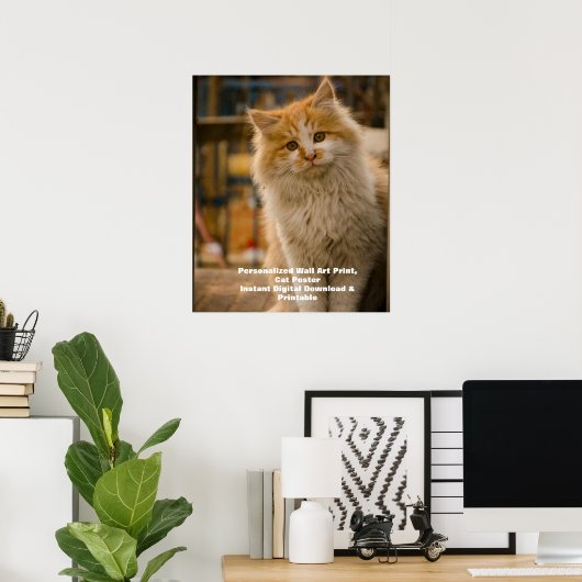 Aangepaste Cat Portrait Poster - Digitale Pet Art  (Thuiskantoor)