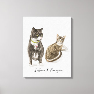 Aangepaste Cat Portrait Waterverf Canvas Afdruk
