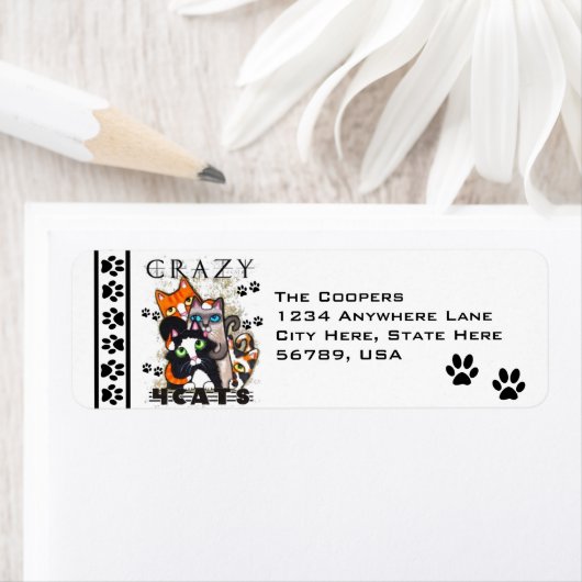 Aangepaste Cat Return-adreslabels Etiket (Insitu)