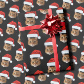Aangepaste Cat Santa Hat Gezicht Cadeaupapier