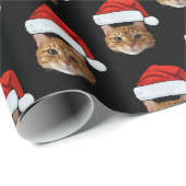 Aangepaste Cat Santa Hat Gezicht Cadeaupapier (Rol Hoek)