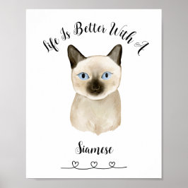 Aangepaste Cat Siamese Pet Wall Art Poster