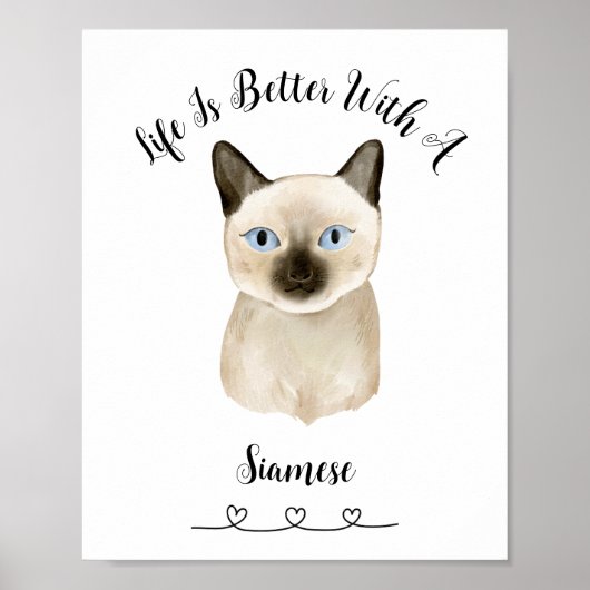 Aangepaste Cat Siamese Pet Wall Art Poster (Voorkant)