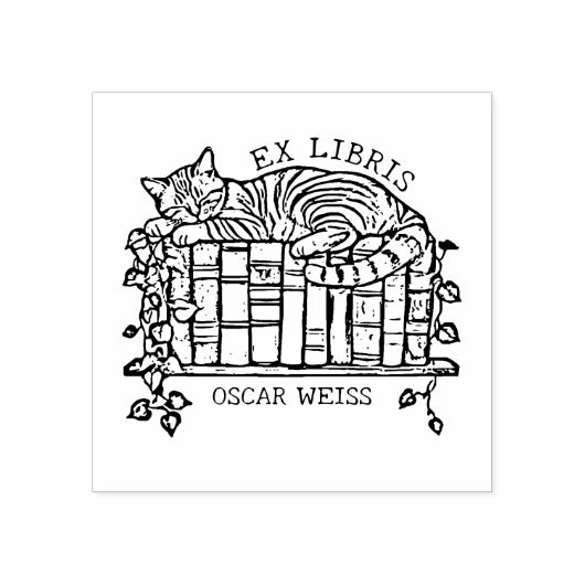Aangepaste  Cat Sleeping Bookplate Rubberstempel (Afrduk)