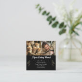 Aangepaste Cattery Visitekaartje met foto's en QR- (Staand voorkant)