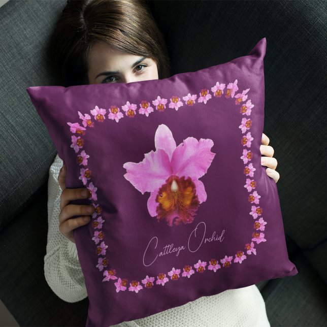 Aangepaste Cattley Orchid Motif Print Kussen (Creator heeft geüpload)