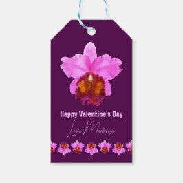 Aangepaste Cattleya Orchid Motif Print Cadeaulabel