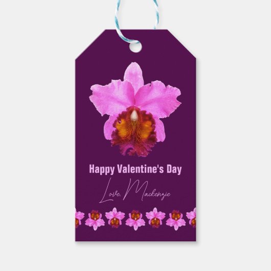 Aangepaste Cattleya Orchid Motif Print Cadeaulabel (Voorkant)