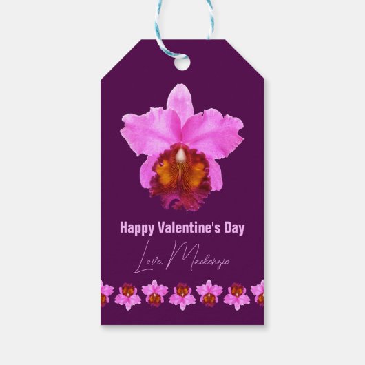 Aangepaste Cattleya Orchid Motif Print Cadeaulabel (Achterkant)